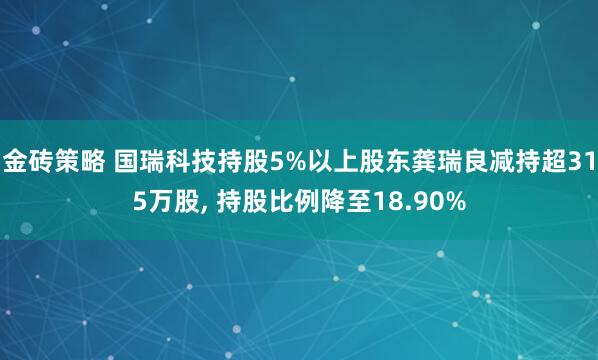 金砖策略 国瑞科技持股5%以上股东龚瑞良减持超315万股, 持股比例降至18.90%