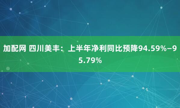 加配网 四川美丰：上半年净利同比预降94.59%—95.79%
