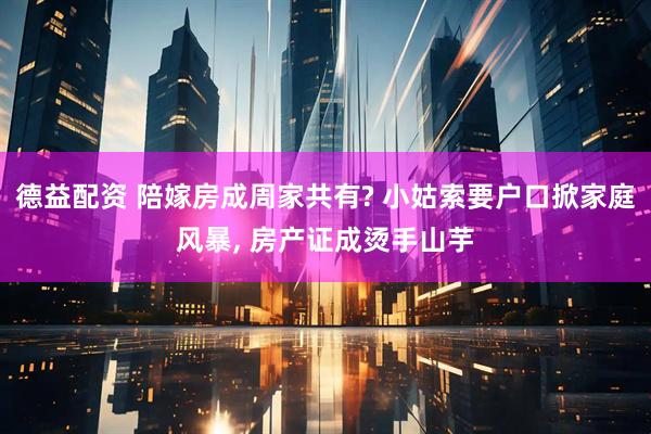 德益配资 陪嫁房成周家共有? 小姑索要户口掀家庭风暴, 房产证成烫手山芋